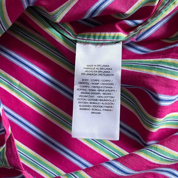 Women's LAUREN Ralph Lauren Black Label Button Shirt Multi Striped Cotton Size M - Picture 4 of 7